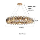 Dimmable LED Crystal Chandelier Hanging Lamp Linear Round Square For Dining Room by Ljojo.