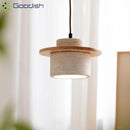 LED Pendant Lights Yellow Travertine Earthen Jar Chandelier for Living Room by Ljojo