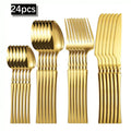 Ljojo 24-Piece Stainless Steel Cutlery Set for Restaurant Banquets