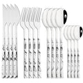 Ljojo 16-Piece Stainless Steel Cutlery Set with Imitation Wooden Handles