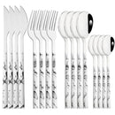 Ljojo 16-Piece Stainless Steel Cutlery Set with Imitation Wooden Handles
