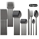 Ljojo 24Pcs Gold Cutlery Set Stainless Steel Flatware Dinnerware Kitchen Tableware