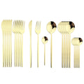 Ljojo 24Pcs Green Gold Stainless Steel Dinnerware Set Cutlery Tableware Silverware
