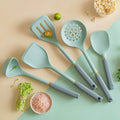 Ljojo 5-Piece Silicone Kitchen Utensil Set White Non-Stick Cooking Tools