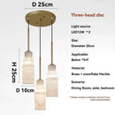 Ljojo Spanish Marble Pendant Light Triple-Head Brass Chandelier for Dining Table - Nordic LED Decor