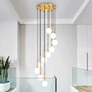 Ljojo LED Ring Stairs Pendant Light Chandelier for Living Room Dining Room Lighting