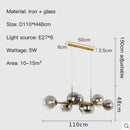 Glass Chandelier Nordic Style Black Ball Pendant Light for Dining Kitchen Living Room by Ljojo