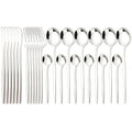 Ljojo 24-Piece Stainless Steel Cutlery Set - Black Western Dinnerware Silverware Set