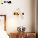 Ljojo Japanese Wabi-Sabi Yellow Travertine Wall Light with Pull Chain Switch and Rotable LED Wood Stone Lamp