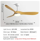 Ljojo Modern 42 Inch Ceiling Fan with Remote Control and LED Light - Pure Copper Motor