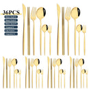 Ljojo 36pc White Gold Stainless Steel Dinnerware Set Flatware Cutlery Kit