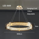 Ljojo European Round Smoke Grey Crystal Ceiling Light Remote Dimmable Pendant for Dining Living Bedroom