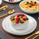 Ljojo 16/32 Piece White and Black Porcelain Dinnerware Set with Curved Rim Edge