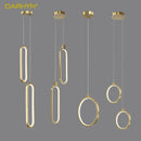 Ljojo Minimalist LED Pendant Chandelier in Gold/Black for Bedroom, Restaurant, Living Room