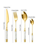 Ljojo 24pcs Ceramic Handle Cutlery Set with Holder - Stainless Steel Knife Fork Spoon