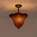French Glass Hanging Lamp with Polka Dot Lampshade | Retro Ceiling Pendant Light by Ljojo