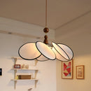 French Retro Fabric Petal Pendant Light Wooden Accent for Restaurant Hotel Living Room Dining Room Home Decor