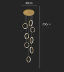 Ljojo LED Ring Pendant Chandelier | Adjustable Hanging Cables | Gold/Black | Home Dining Living Room
