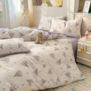 Ljojo Minimalist Cartoon Design Duvet Cover Set in 100% Cotton, 4-Piece Bedding Collection