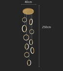 Ljojo LED Ring Pendant Chandelier | Adjustable Hanging Cables | Gold/Black | Home Dining Living Room