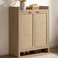 Ljojo™ 24 Pair Shoe Storage Cabinet, Rattan Doors, 6-Tier Farmhouse Style