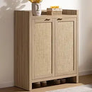 Ljojo™ 24 Pair Shoe Storage Cabinet, Rattan Doors, 6-Tier Farmhouse Style