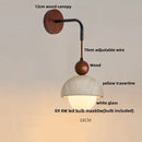 Ljojo LED Wall Lights Nordic Modern Pull Chain Yellow Travertine Stone Bedside Lamp