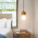Travertine Pendant Lamp Stone Chandelier with Glass Ball - Luxurious Hanging Light for Bedroom by Ljojo