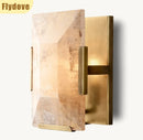 Ljojo LED Copper Marble Wall Lamp for Villa Living Room Corridor Lighting