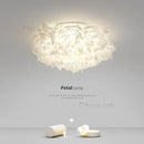 Ljojo Creamy Style Feather Ceiling Lamp LED Light for Bedroom Living Room - Full Spectrum Glow