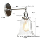 Ljojo Loft Rustic Clear Glass LED Wall Light - Industrial Style Iron Wall Lamp
