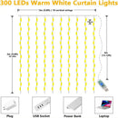 Ljojo LED Curtain Garland Lights with 8 Modes Remote Control for Festival and Christmas