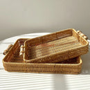 Ljojo Living Room Tray Fruit Basket Bread Plate Snack Basket Woven Wedding Plate