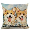Cute Bulldog Hand-Painted Linen Pillowcase by Ljojo Teddy Collection