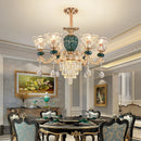 LED Crystal Ceramic Retro Ceiling Chandelier European Style Luxury Lamp for Living Room by Ljojo
