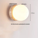 Ljojo LED Wall Lights Japan Style White Glass Yellow Travertine Pull Chain Switch