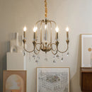 Copper Crystal Chandelier Retro Luxury Style Gold Candle Lamp Pendant Light for Living Room by Ljojo