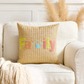 Embroidered Happy Home Pillow Cover by Ljojo for Living Room & Bedroom