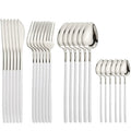 Ljojo 24Pcs Stainless Steel Cutlery Set Silver Western Dinnerware Flatware