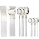 Ljojo 24Pcs Stainless Steel Cutlery Set Silver Western Dinnerware Flatware