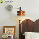 French Style Wood Wall Lamp Folding Arm Sconces for Home Decor Bedroom Lighting by Ljojo