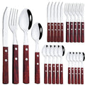 Ljojo 24-Piece Stainless Steel Wooden Handle Cutlery Set