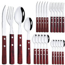 Ljojo 24-Piece Stainless Steel Wooden Handle Cutlery Set