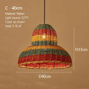 Ljojo Japanese Handmade Rattan Chandelier: Retro Pendant Light LED Suspension Lamp Home Decor