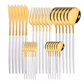 30-Piece Pink Silver Stainless Steel Dinnerware Set by Ljojo