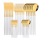 30-Piece Pink Silver Stainless Steel Dinnerware Set by Ljojo