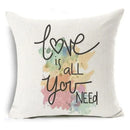 Ljojo Letter Print Pillow Case 45x45 cm Linen Cushion Cover for Home Decor