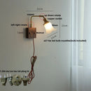 Ljojo LED Walnut Wood Wall Light Amber Glass Stair Sconce with Pull Chain Switch
