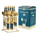 Ljojo 24-Piece Stainless Steel Hammer Pattern Cutlery Set