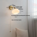 Ljojo LED Wall Sconce with Pull Chain Switch White Glass Stair Light